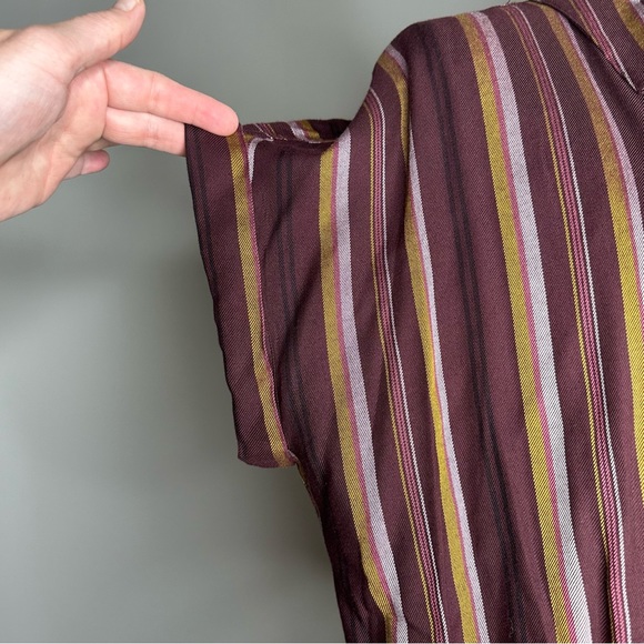 Sanctuary Striped Blouse Tie Front Button Down Shirt Tail in Back - Picture 8 of 10